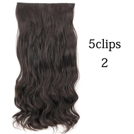 Syntetisk 22 32 tum 5 Clips Hårförlängning Värmebeständig falska hårstycken Långa vågiga frisyrer Clip In Hair Extensions