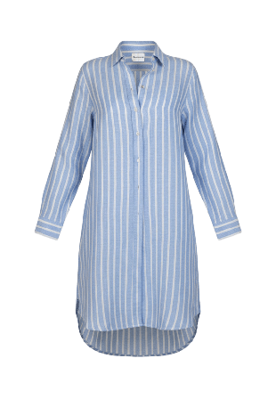 Boomerang Bea Randig Linneklänning Klänningar Dam Blå 38