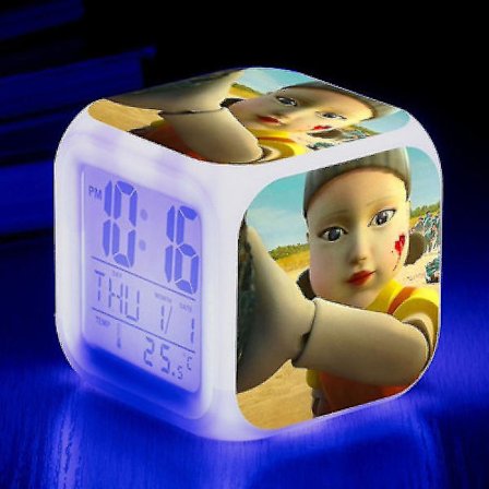 LED 7 Fargeskiftende Barnevekkerklokke - Squid Game