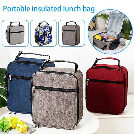 Isolerad Lunchväska OxKompatibel medd Tyg Dragkedja Bento Kylväska Med Sidoficka i Mesh 7l Lunch Matkasse