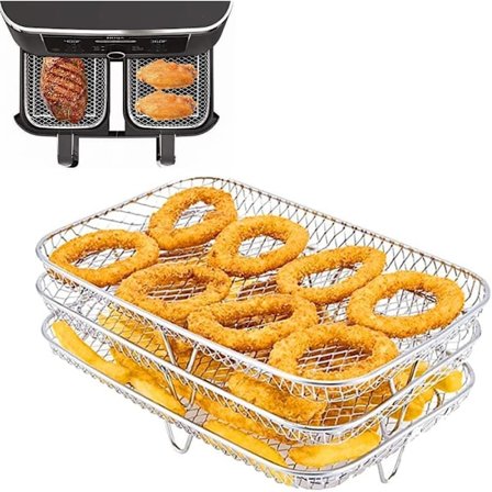 Airfryer-ställ, grillgallerställ i rostfritt stål, flerskikts toastställ, fritöstillbehör, grillning, A