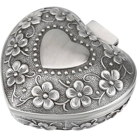 Rosa hjärtformad smyckeskrin i metall - Smyckeskrin