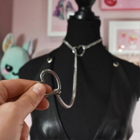 Hjärtformad O-ring Slip Chain Halsband för Kvinnor Rostfritt Stål Kubansk Kedja Hjärtformad Halsband Punk Rock Krage Halsband Handgjort
