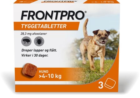 Frontpro 28 mg tyggetabletter til hund (>4-10 kg) 3 stk