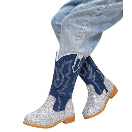 Pige Cowboystøvler Unisex-Barn Mid Calf Glitter Toddler Cowboy Støvle