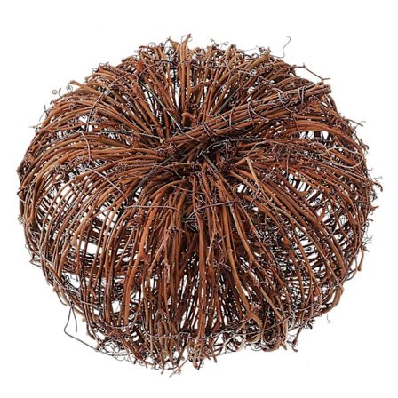 Käsinkudottu rottinkikurpitsa - Rustiikkinen Halloween-pöytäkoriste, maalaistalon syksyinen sisustus