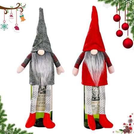 Jultomte Vinflaskeöverdrag, 2 st Vinflaskeöverdrag, Juldekorationspåsar för Flaskor, Jul Vingåvor, Vinflaskeöverdrag för Jul