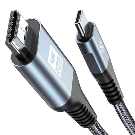 1M USB C - HDMI 4K -kaapeli, punottu Type-C - HDMI-sovitin yhteensopiva Thunderbolt 5/4/3:n kanssa, puhelimille, kannettaville ja tableteille