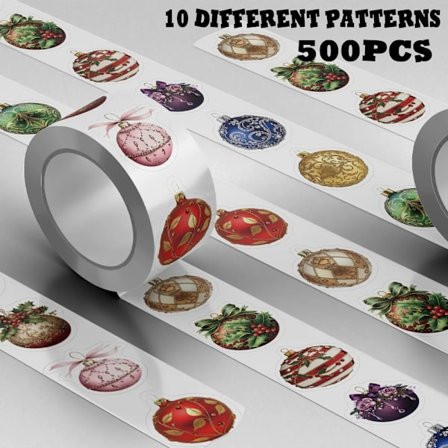 500 st Julkula Roll-On Stickers Juldekorationer för Anteckningsböcker & Scrapbooks DIY Gitarr & Vattenkopp Dekaler