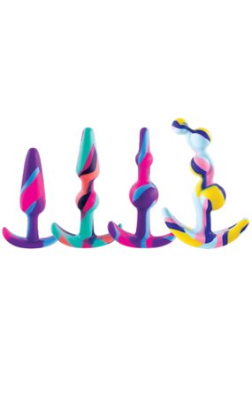 Colorful Silicone Butt Plug Training Set Anaalitappi