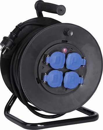 KABELTROMMEL 25M 3G1,5 MED JORD 4-VEIS