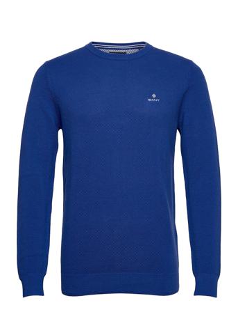 Cotton Pique C-Neck Neulepaita Pyöreä Kaula-aukko Sininen GANT