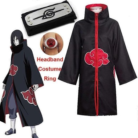 Harajuku Cosplay Uchiha Itachi Cosplay Kostym Huvudband Halsband Ring Kunai Deida Rafei Halloween Kostym Pojkar och Flickor Pain Cape - Perfekt