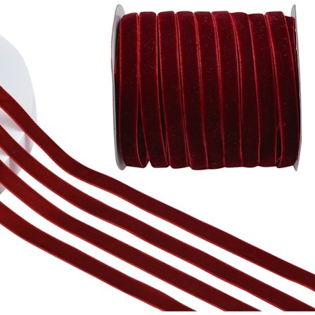 Mørkerødt fløjlsbånd, 50 meter enkeltvendt vintage silkebånd til gaveindpakning, bryllupsbuket jul