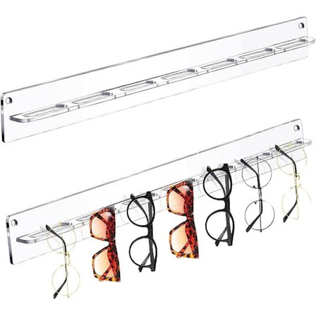 2 stk. Akryl Brilleholder, Solbriller Opbevaring, Brilleholder, 7 Slots Brille Organizer Brilleholder