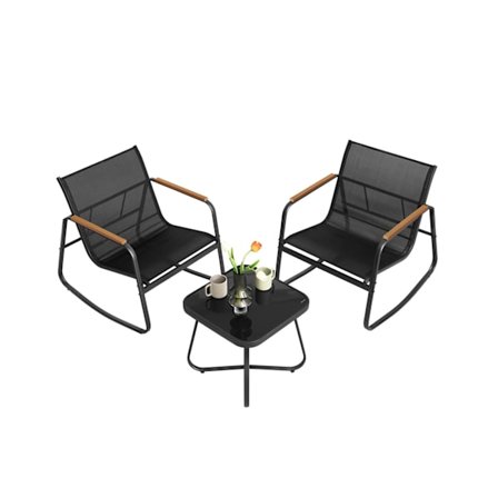 Rootz 3 -stykke Garden Furniture Set - Rocking Stole - Lounge Stole - Komfortable siddepladser - 73 cm x 60,8 cm x 76 cm (stole), 44 cm x 44 cm x 42,7