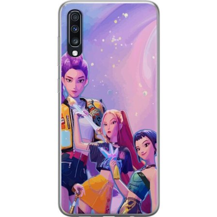 Kompatibelt Mobildeksel til Samsung Galaxy A70 Futuristiske popdamer i neonfarger med magiske detaljer mot en drømmeaktig galaksebakgrunn
