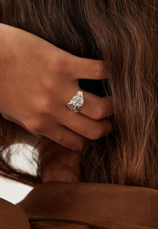 Pilgrim-Blossom Organic Shaped Ring Si-Onesize