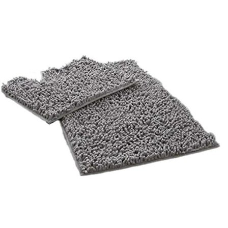 2-delt Løkke Bademåttesæt til Badeværelse - Non-Chenille Bademåttesæt Tæpper, Ekstra Blød Sokkel Bademåtte Brusebad Toiletmåtte