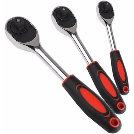 3 stk skralle, 24-tanns teleskopskralle, fabrikkmaskinvare