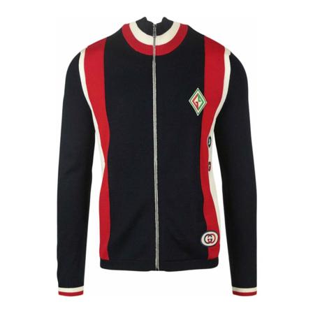 Gucci Gucci Logo-Appliqued Striped Wool Tröja svart, Herr, Herr, Storlek: S