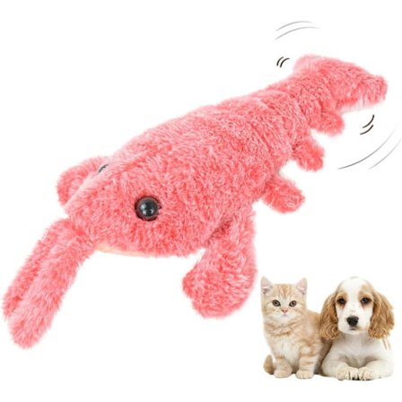 Floppy Lobster Hundelegetøj - 36CM Viftende USB Genopladeligt Interaktivt Legetøj til Hunde & Killinger (Pink)