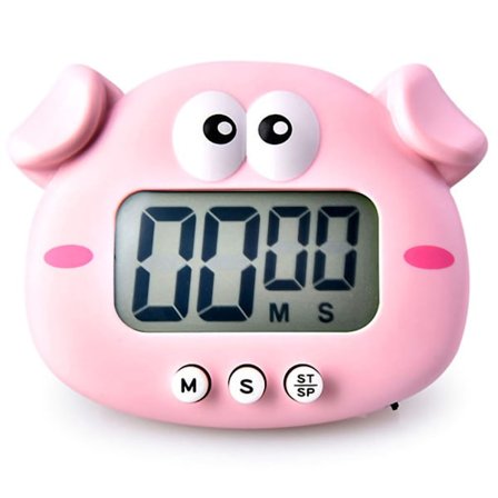 Animal Timer Student Magnetisk Digital Nedtællingsur 100 Minutter Batteridrevet Køkken Peggy Gris