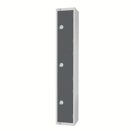 Elite locker, 3 door, 1800x300x300 mm, dark grey