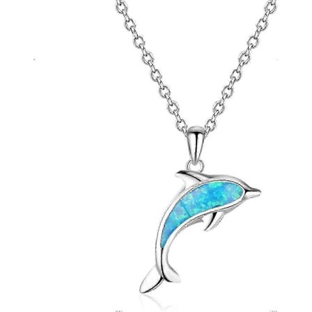 925 Sterling Sølv Delfin Halskæde med Blå Opal Vedhæng - Dame Smykkegave