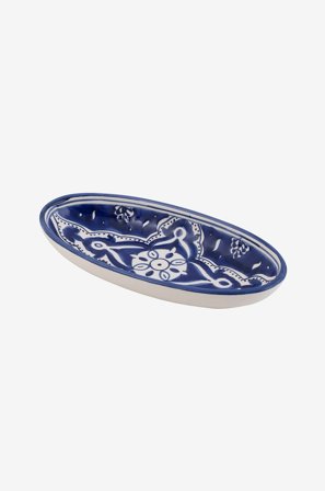 Dishes & Deco - Ovalt fat Blue Fond 20 cm - Vit - Uppläggningsfat - Från Homeroom