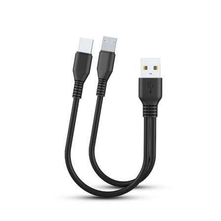2 i 1 Micro USB C-kabel for Android-kabler Hurtiglading Laderkabel Nettbretttelefon Ladeledning 2 i 1 Dual for hodekabel