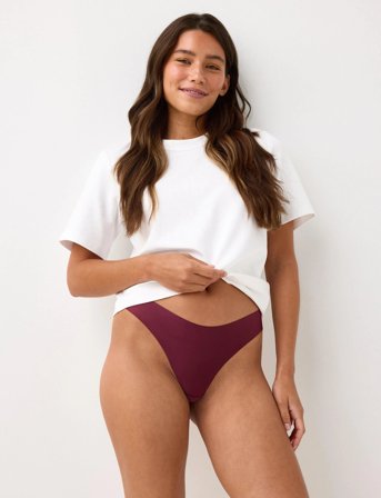 Lindex Brief Inv Thong Reg High Cu - Red - XL