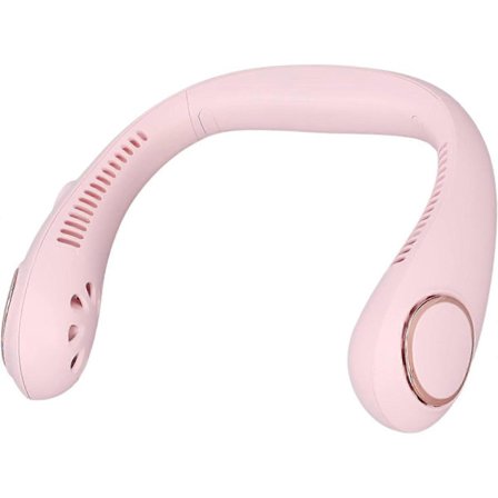 Bärbar Bladlös Fläkt, Kraftfull 360 Surround Vind Hängande Halsfläkt Lågt Ljud Dubbelkärnig Turbin för Sommarbruk (Rosa)