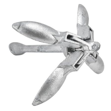 Foldbar Anker Gripel 4 Flige 1,5 kg Kulstofstål Bådtilbehør til Kajak Kano Sølv Galvaniseret