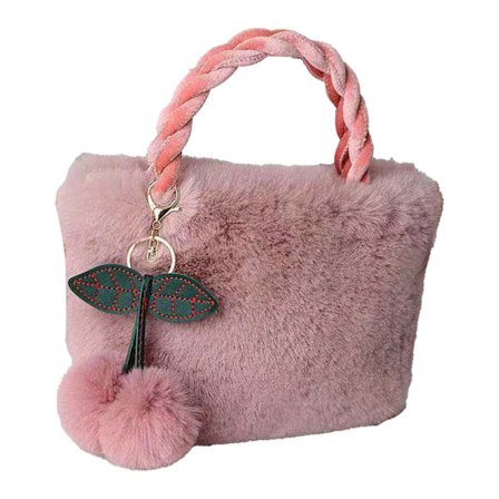 Kvinde skuldertaske sød moderigtig stor kapacitet blød touch plys håndtaske til hjemmekontor Gratis størrelse