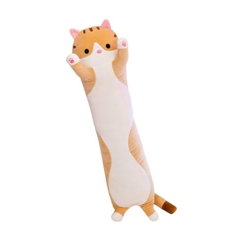 Lang Kat Pude Sovende Pude Brun 70CM Kompatibel med BRUN[GPA]