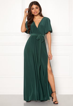 Goddiva Flutter Sleeve Maxi Dress Botanical Green Klær