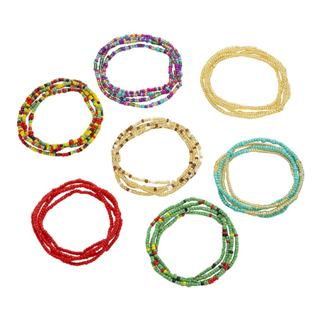 7 stk. Stilful Multi-lags Talje Kæde Mode Håndlavet Udsøgt Talje Perlekæde Til Kvinder Kvinde Dekoration Farverig 80X0.5cm Colorful 80X0.5cm