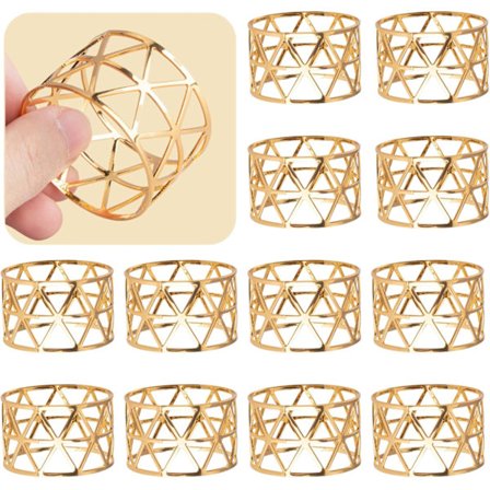 12 stk. - Servietringe, Guld Servietringe Sæt af 12, Ferie Serviet Holdere til Spisning, Jubilæum, Fødselsdag, Romantisk Ca