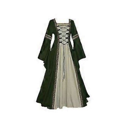 Middelalder Retro Hoff Prinsesse Cosplay Kostyme Lang Kjole Elegant Heks (M Grønn)