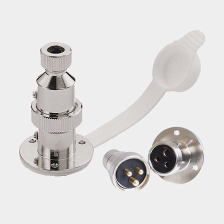 Conector de cubierta 1852-Marine, 3 polos, 5 A, 12 V, latón cromado, con tapa de plástico