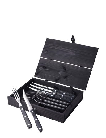 Gense Steakbestik/Grillbestik Old Farmer Black 8 Dele Sort/Stål - Black - ONE SIZE