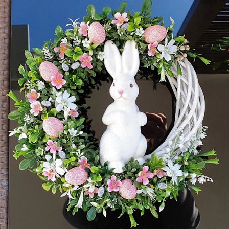 Påskkrans Konstgjord Kanin Girlang Simulering Äggblomma Girlanger För Hem Festival Ytterdörr Fönster Väggdekoration Dörrhängande Hänge