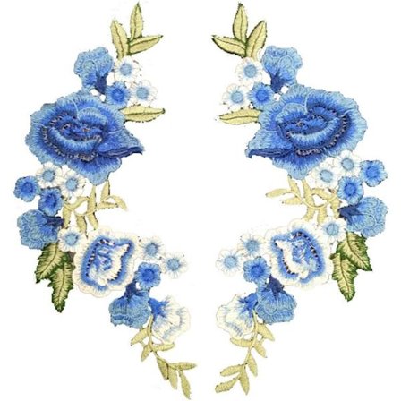 Applikasjon Sy-på Stryk-på Patch Blomst DIY Broderi Blå Patch E