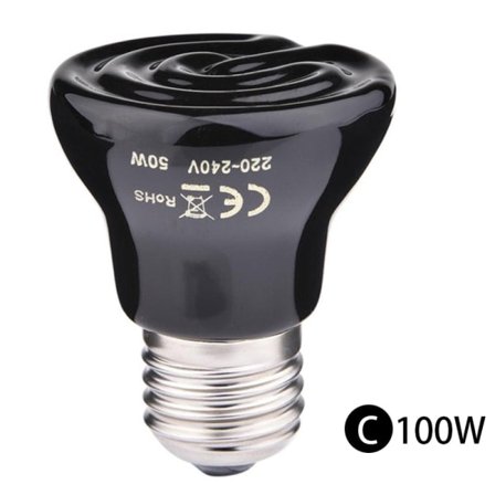 20/60/100W varme lampe til kæledyr mini infrarød keramik til krybdyr Sort 100W