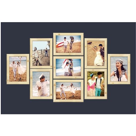 (Træfarve) Billedramme Collage til 9 Fotos 13 x 18 cm, Pictu
