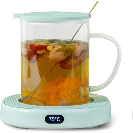 Älykäs kahvimuki lämmitin juomille ja ruoalle, kynttilänlämmitin, suuri lautanen lämmitin jopa 130 mm halkaisija. (vihreä)