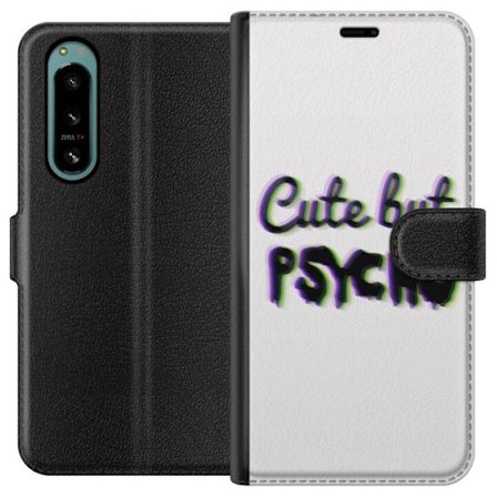 Kompatibel Tegnebogsetui til Sony Xperia 5 IV Rainbow-farvet legetøjsfigur med et glad ansigt og farverige cirkler i en legesyg studieillustration