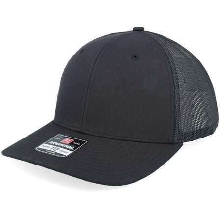 Richardson - 112XL Solid Black X-Large Trucker Trucker Black Cap - @ Hatstore