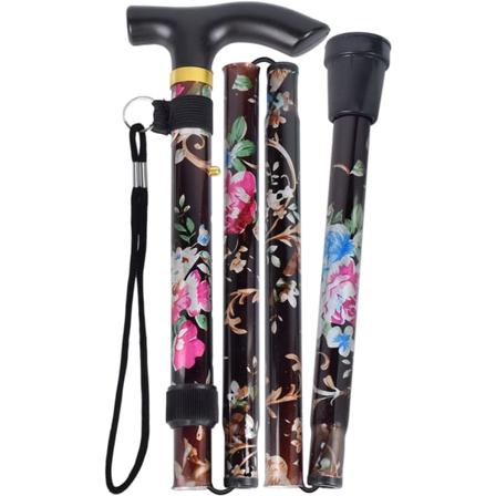Svart - 1-delt sammenleggbar stokk, blomstret aluminium Walking St